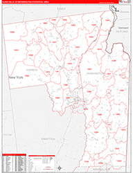 Glens Falls Metro Area Wall Map Red Line Style 2026